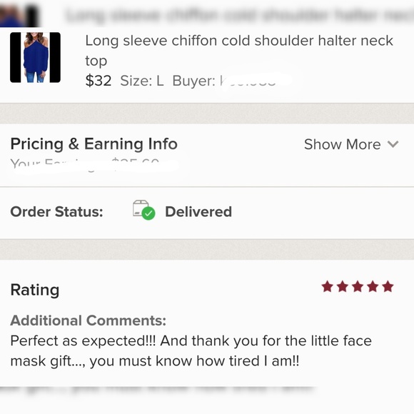 5⭐rated Long sleeve cold shoulder halter top - Picture 4 of 4